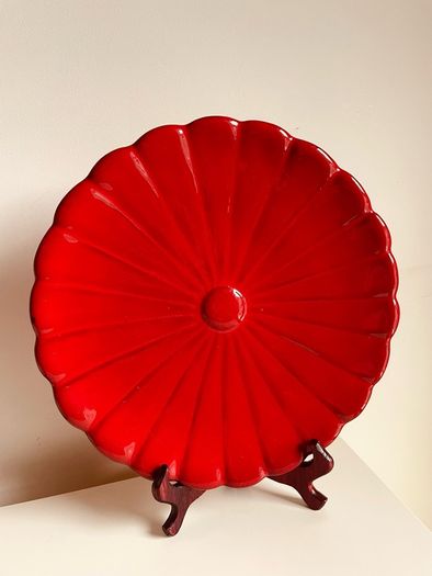 Vintage Ernestine Salerno Italy Red Charger Plate 30cm 1950s MCM Ceramic Platter
