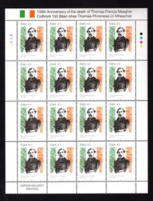 2017 Ireland The 150th Anniversary of the Death of Thomas Francis Meagher, 1823-1867 Commemorative Stamp Sheetlet Plate 1A1A1A1A Mint Never Hinged (MNH)