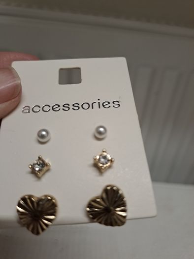 Gold-Tone Stud Earring Set 3 Pairs