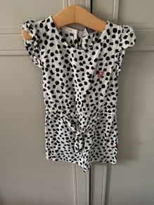 White and black animal print playsuit