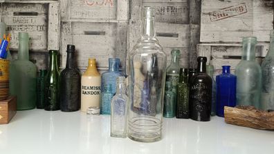 441 - Set of 2 Biggest and Smallest Cork Distillery Company Vintage Collectible Decorative Bottles