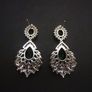 Art Deco Style Emerald Stone Drop Silver Earrings Image 5