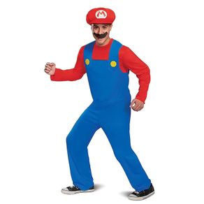 Super Mario Bros Brothers Costume Cosplay Fancy Dress Outfit Halloween Carnival Unisex Mens Women Adult Teens New with Hat and Mustache