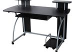 120 x 59 x 90 cm Computer Desk with Wheels PC Table with Keyboard Drawer 2 Shelves