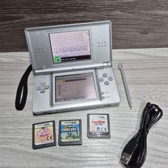 Nintendo DS Lite Silver With 3 Games | USB Charger - Excellent Condition -Tested