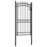 Fence Gate with Spikes Steel 100x200 cm Black Image 2