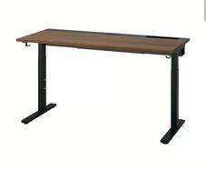 MITTZON office desk walnut veneer/black