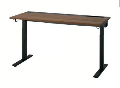 MITTZON office desk walnut veneer/black