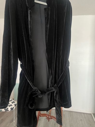 Ladies Size 22 soft Black Velvet Jacket with tie belt