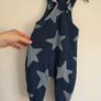 6-9m, Next Blue Soft Star Dungarees with Poppers - Like New Image 5
