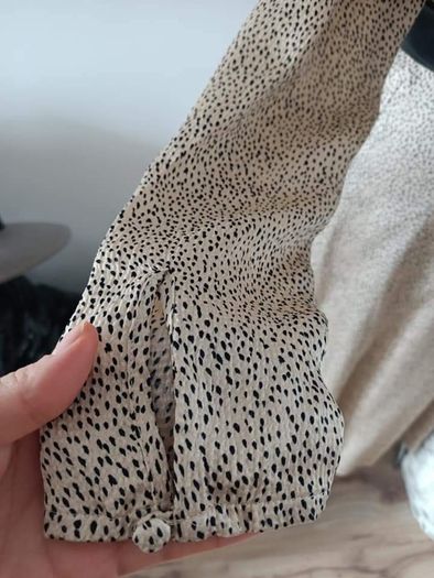 Zara printed dress ecru white with black dots, Small