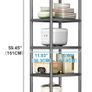 5 Tier Metal Shelving Unit, 360 Swivel Wheels for Kitchen Thick steel rack, 42.5x31x151H, 8cm adjust, 75kg, anti-slip fixed feet & easy-roll wheels, sturdy, for bath, garage, office Image 2