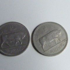 Pair of Irish shillings