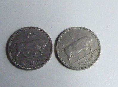 Pair of Irish shillings
