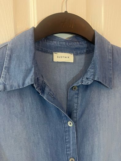 Susy Mix Soft Light Denim Tiered Dress - Size Medium / Size 12