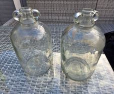 Pair of Vintage Glass Demijohns / Storage Jugs (300mm x 160mm)