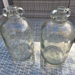 Pair of Vintage Glass Demijohns / Storage Jugs (300mm x 160mm)