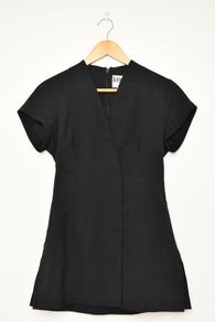 Beauty uniform for college Bife Buttercups Black Salon Tunic with Waist Tie wrap dress, Size 8 (XS) Premium Irish Workwear