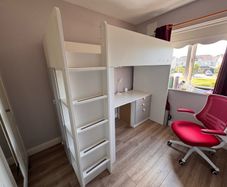Loft bed with desk and wardrobe