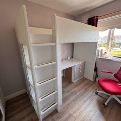 Loft bed with desk and wardrobe