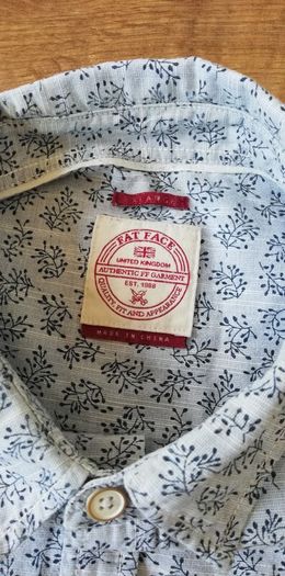 Fatface Mens pattern long sleeve Shirt light Grey 2XL size