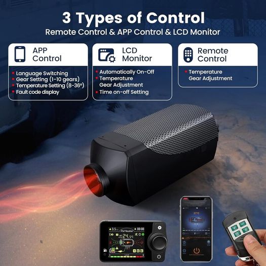 8kw 12v Diesel Heater, LCD, Remote.