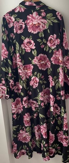 Curvewow black floral shirt dress plus size- New