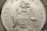 Bahamas Islands 1973 Silver 5 Dollars Scarce Coin!