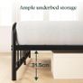 Double Bed Frame with Headboard - 4ft6 (135 x 190 cm) - 14'' Height - Metal Bed Base with Footboard - Steel Slat Support - Easy Assembly - Black Image 6