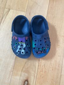 Crocs size 2 navy hand-painted