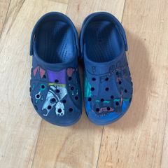 Crocs size 2 navy hand-painted