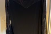 Saloos Collection black elastic party top with mesh sleeves size L/XL UK16 EU44 Postage included
