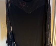 Saloos Collection black elastic party top with mesh sleeves size L/XL UK16 EU44 Postage included