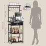 5 Tier Coffee Bar Station, Coffee Stand with Fabric Drawers, 8 S-Shaped Hooks, Corner Bar Cabinet, Height Adjustable, Bakers Rack for Kitchen, Living Room, Black Image 3