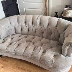 Luxury Grey/Silver Velvet Chesterfield 2-Seater Sofa