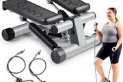 Mini Stepper for Exercise at Home, Stair Step Workout Machine with Resistance Band and Over 135KG Weight Capacity, Optional Twist Motion and Free SunnyFit App Connection