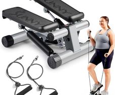 Mini Stepper for Exercise at Home, Stair Step Workout Machine with Resistance Band and Over 135KG Weight Capacity, Optional Twist Motion and Free SunnyFit App Connection