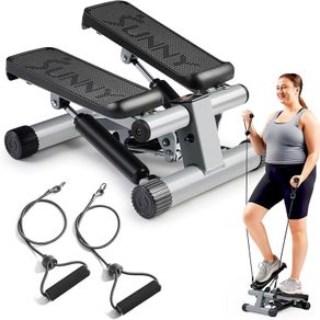 Mini Stepper for Exercise at Home, Stair Step Workout Machine with Resistance Band and Over 135KG Weight Capacity, Optional Twist Motion and Free SunnyFit App Connection