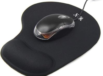 Mouse Mat Black Anti-slip Comfort Mouse Pad Mat With Gel Foam Rest Wrist Support For Pc Laptop - Compatible With Laser And Optical Mice