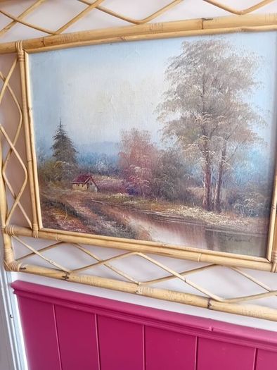 Vintage mid century large oil painting