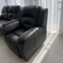 Black Leather Recliner Sofa Set (2-Seater & 1-Seater) Image 2