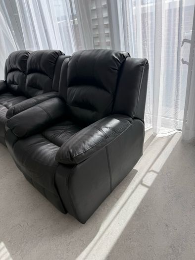 Black Leather Recliner Sofa Set (2-Seater & 1-Seater)