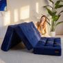 Folding Mattress Double, Comfy Corduroy Foldable Mattress with 15cm Thicken Foam, Tri-Fold Floor Futon Sofa Bed for Guest, 135x190cm Image 2