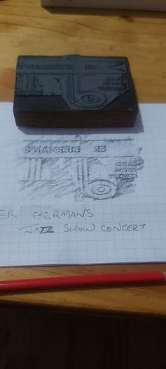 vintage printing block ,,,ER EIEMAN'S JAZZ SHOW CONCERT ,combine metal, wood ,,unusual item, collectors item,,advertising,,price includes post to anywhere in Ireland thank you, sold as is ,