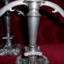 Antique Ornamental Candel Holders, 2 Large Silver Plated  Triple Candle Holders Image 4