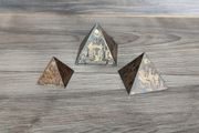 X3 Vintage Etched Brass Egyptian Revival pyramids Paperweights