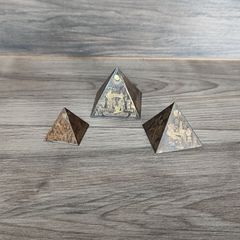 X3 Vintage Etched Brass Egyptian Revival pyramids Paperweights