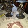 A Pair of Vintage twisted Wrought Iron Spiral Candlesticks with a Central Pillar Spike, Postage available or Collection Image 2