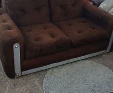 Retro, Mid Century,  Rare Sofas, Chrome Finish, Faux Fur 1970