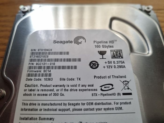 160GB Seagate Hard Disk